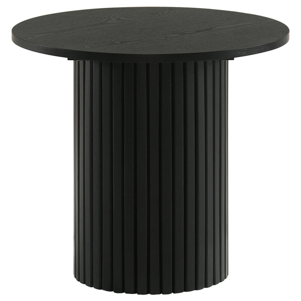 Hamlyn Black Round Fluted Occasional Side End Table