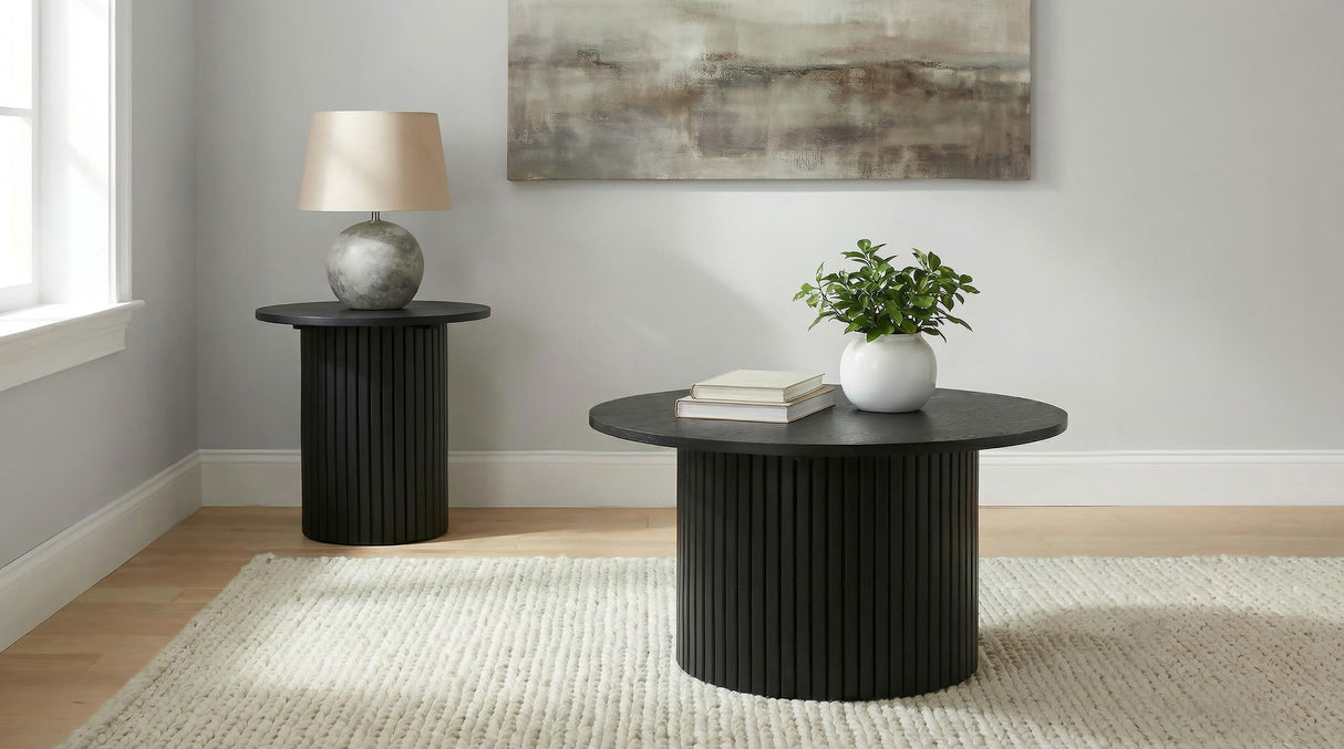 Hamlyn Black Round Fluted Occasional Side End Table from Coaster - Luna Furniture