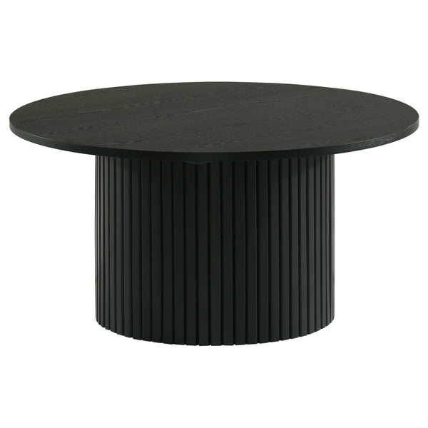 Hamlyn Black Round Fluted Occasional Cocktail Coffee Table
