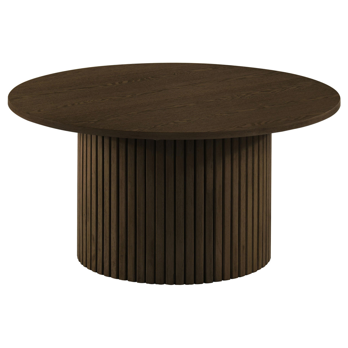Hamlyn Walnut 2-Piece Round Fluted Coffee and End Table Set from Coaster - Luna Furniture