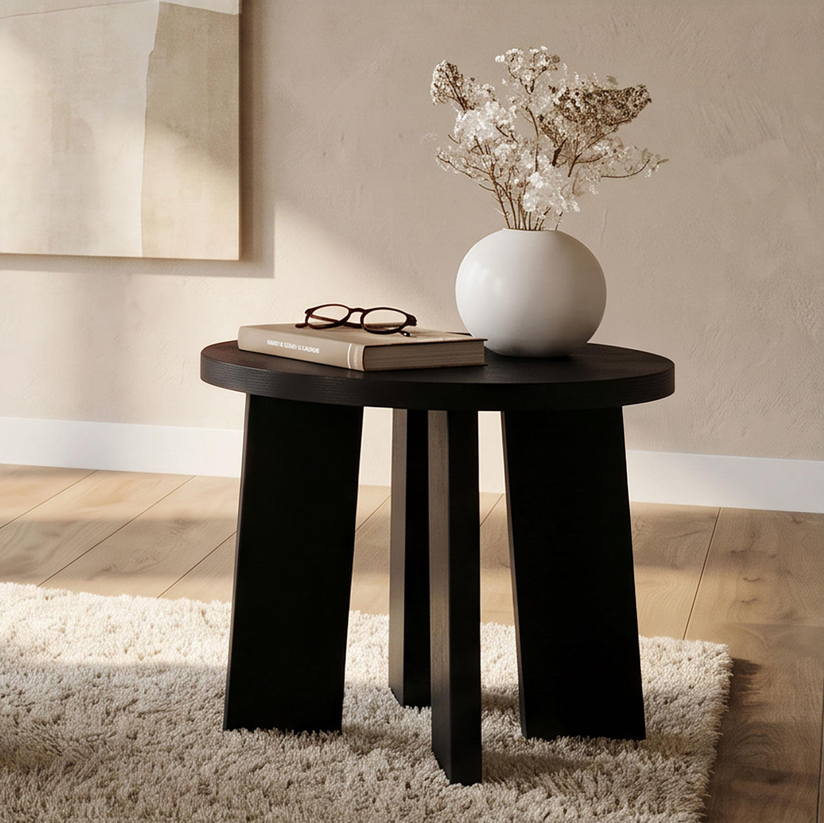 Strouse Black Round End Table