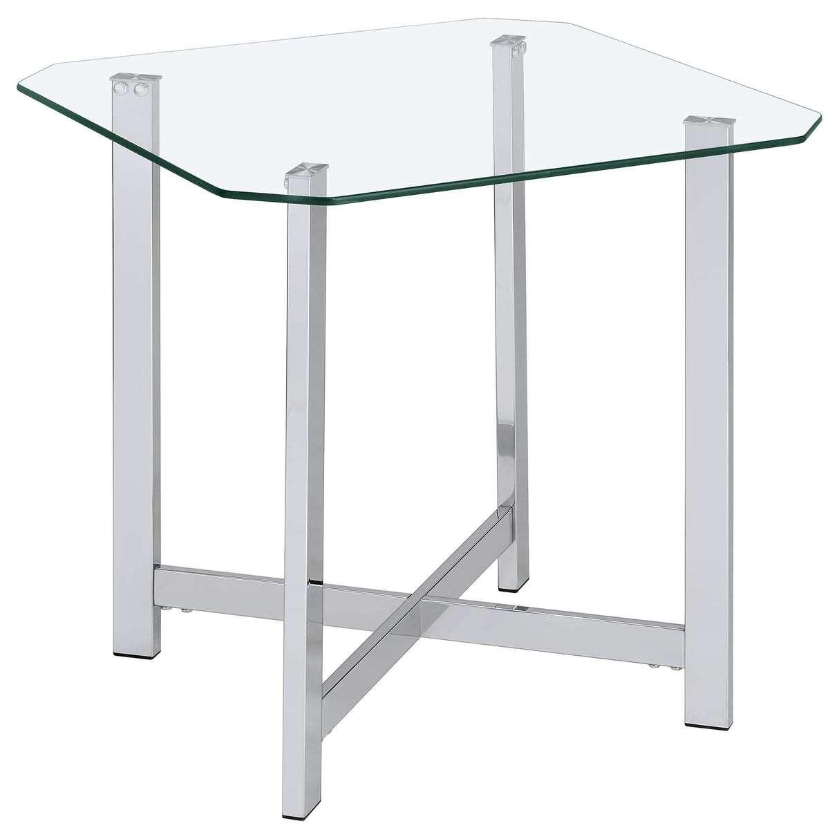 Cronin Chrome Square Tempered Glass Top Side End Table from Coaster - Luna Furniture
