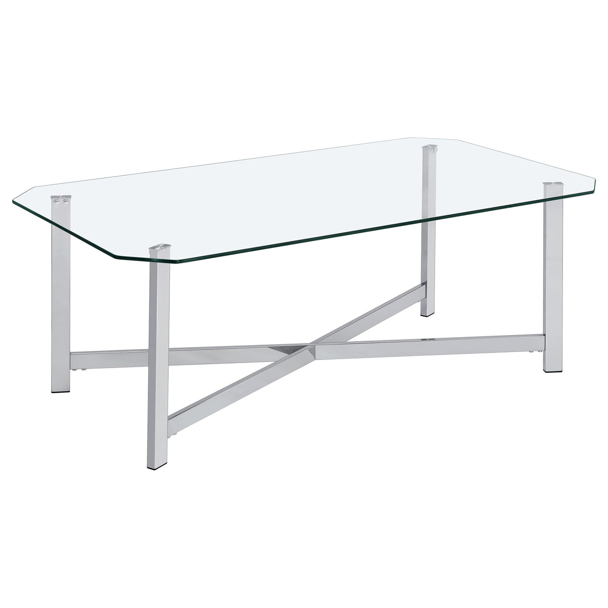 Cronin Chrome 3-piece Tempered Glass Top Coffee Table Set from Coaster - Luna Furniture