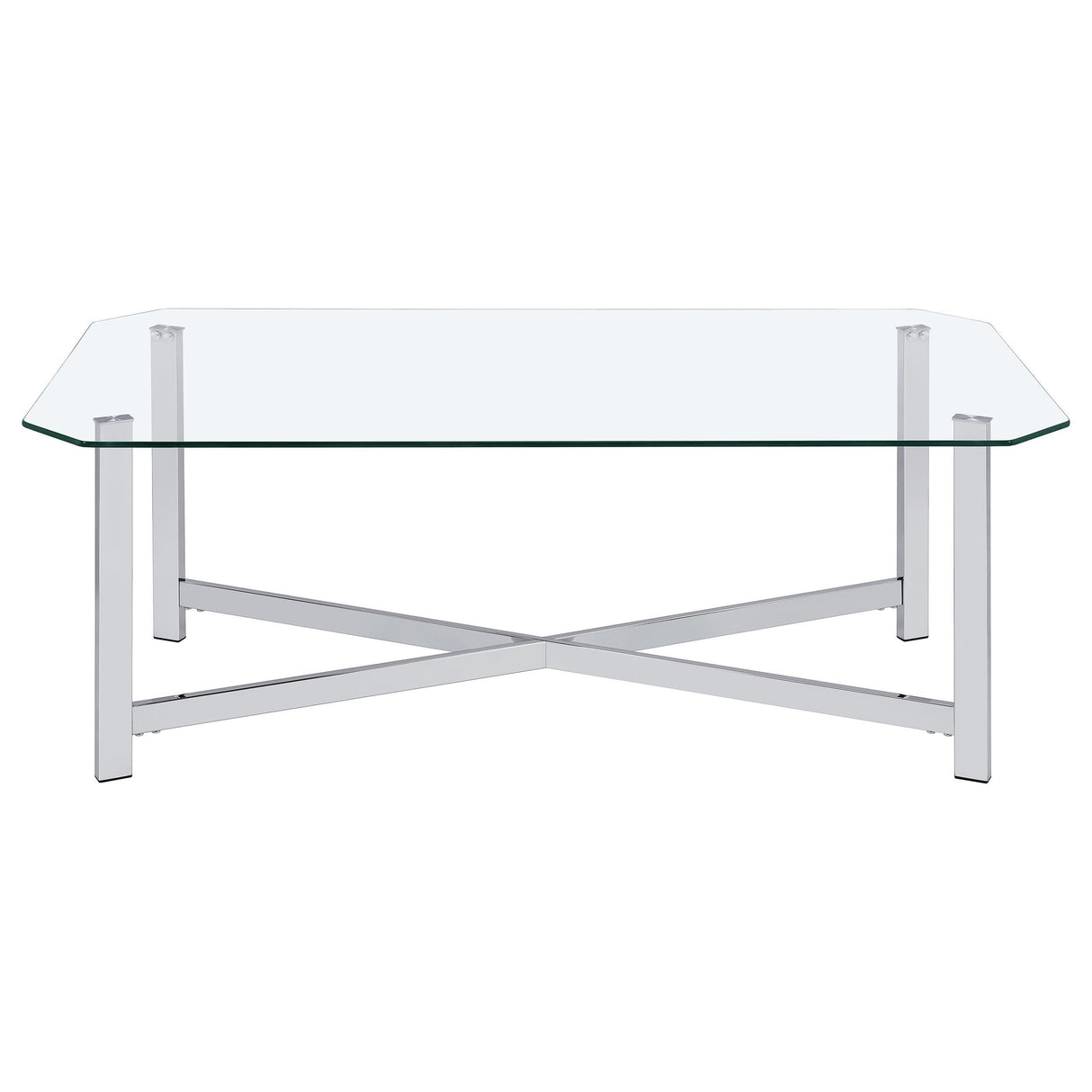 Cronin Chrome 3-piece Tempered Glass Top Coffee Table Set from Coaster - Luna Furniture