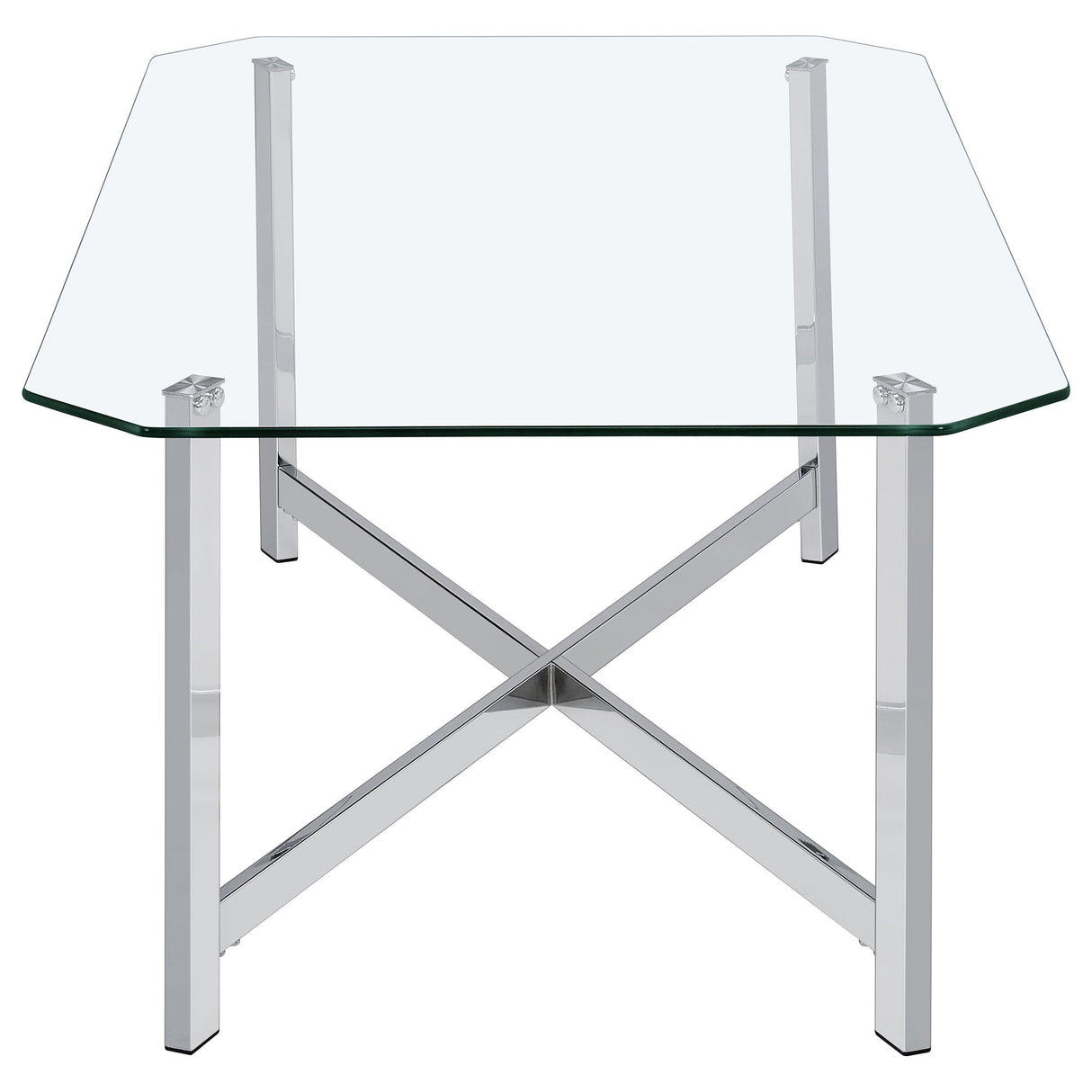 Cronin Chrome 3-piece Tempered Glass Top Coffee Table Set from Coaster - Luna Furniture