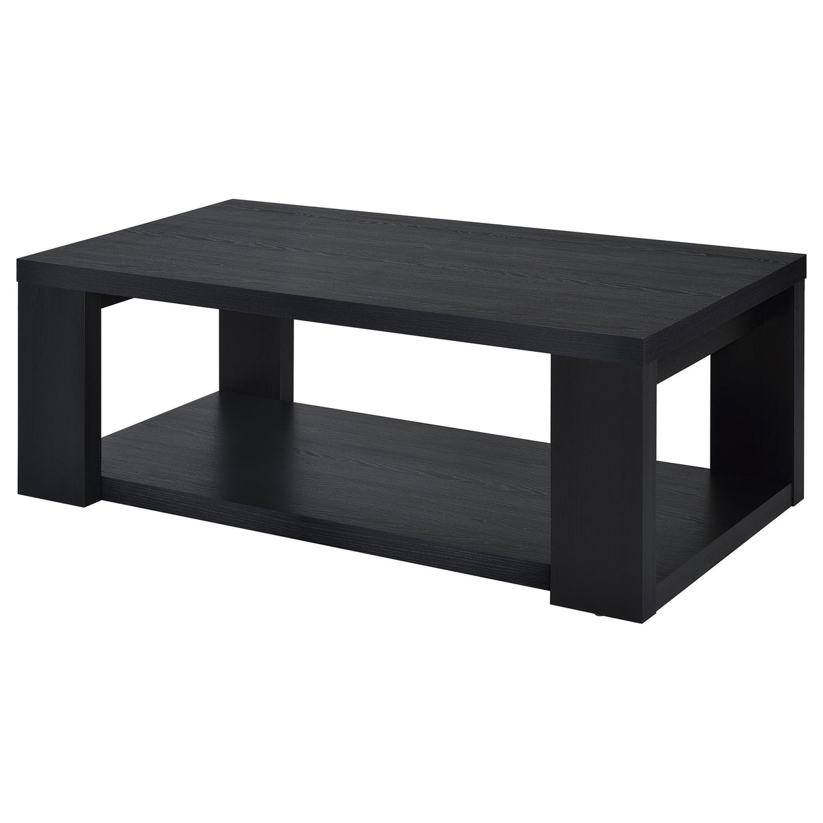 Pavone Black 2-Piece Transitional Coffee and End Table Set with Shelves from Coaster - Luna Furniture