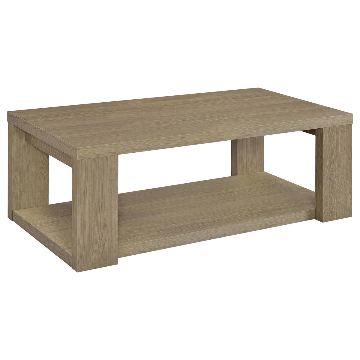 Pavone Latte 3-Piece Transitional Coffee and End Table Set with Shelves from Coaster - Luna Furniture