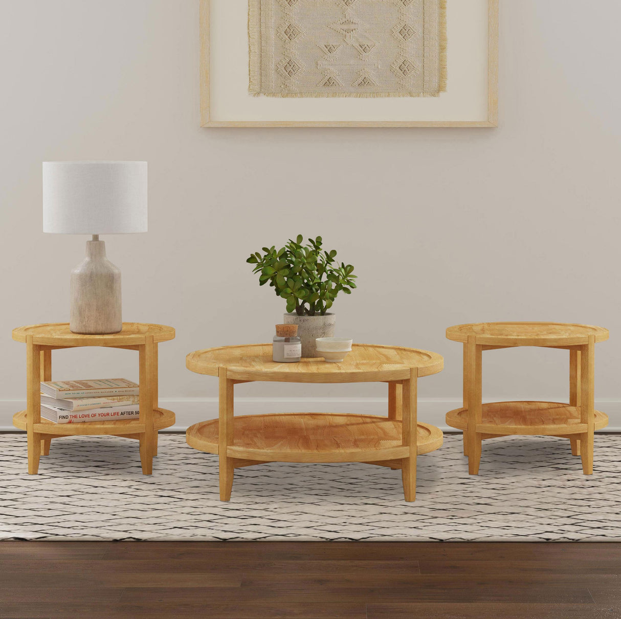 Camillo Maple 3-Piece Round Coffee and End Table Set from Coaster - Luna Furniture