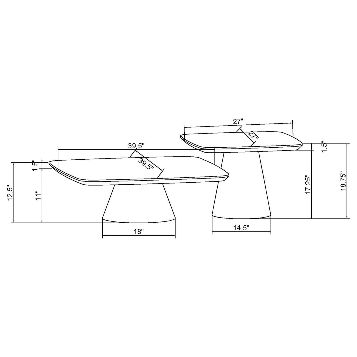 Eason Walnut and Black 2-Piece Coffee Table Set from Coaster - Luna Furniture