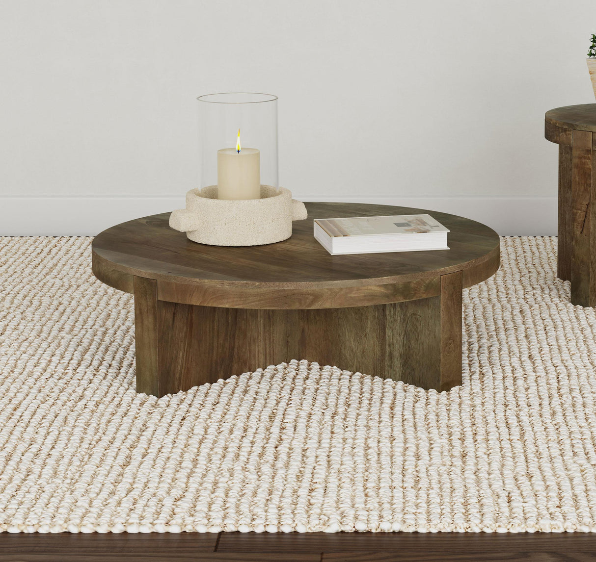 Kinkaid Brown Round Solid Mango Wood Coffee Table from Coaster - Luna Furniture