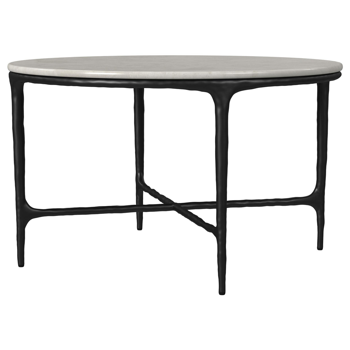 Hermas White 2-Piece Round Marble Coffee and End Table Set from Coaster - Luna Furniture
