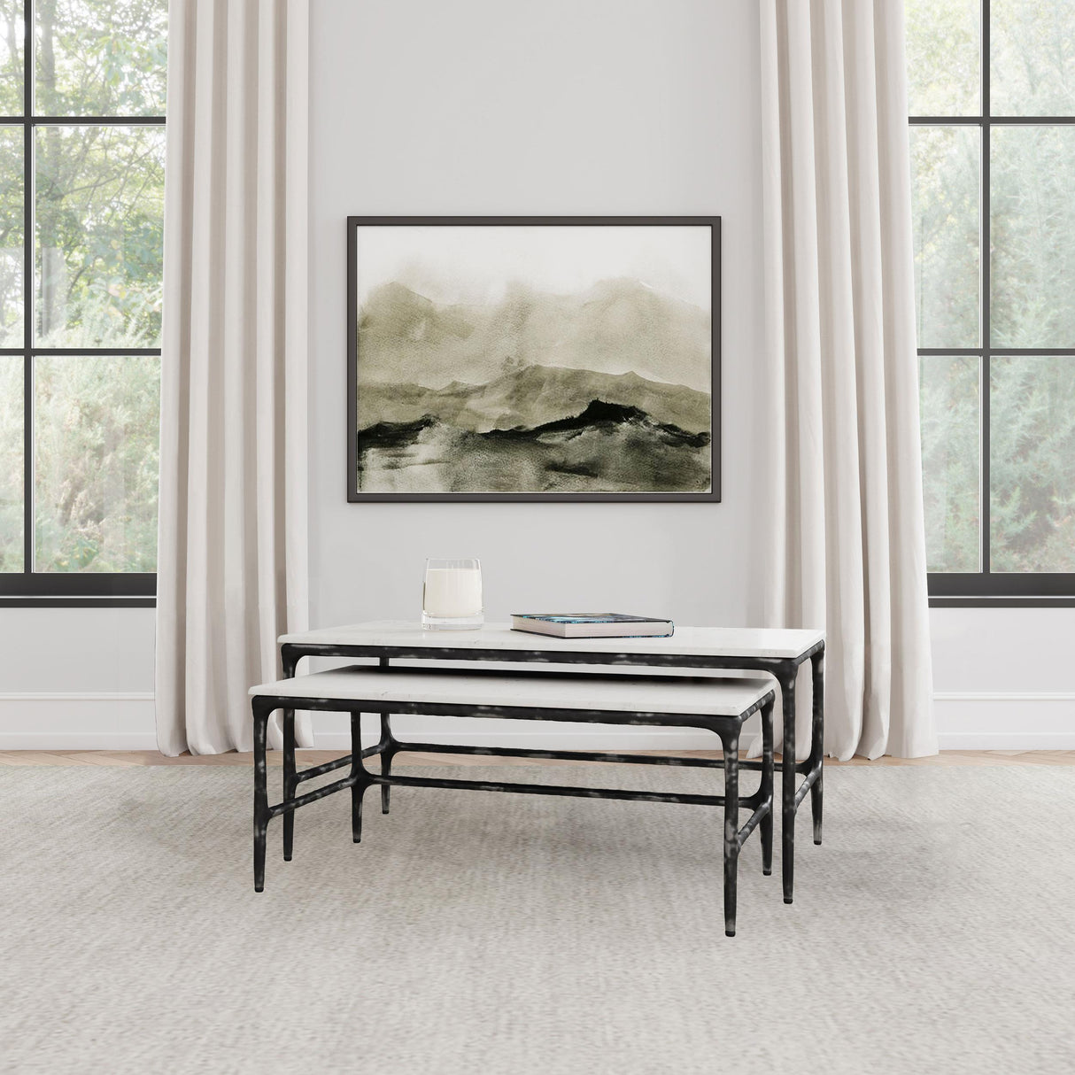 Ebby White 2-Piece Genuine Marble Top Nesting Coffee Tables from Coaster - Luna Furniture