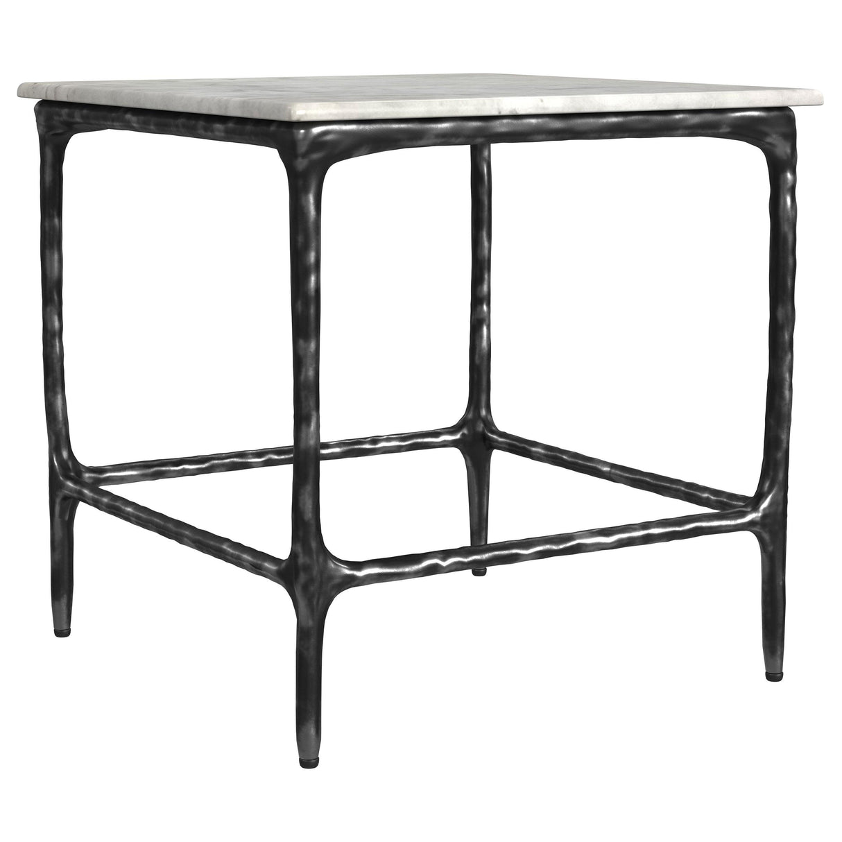 Ebby White Square Genuine Marble Top Metal End Table from Coaster - Luna Furniture