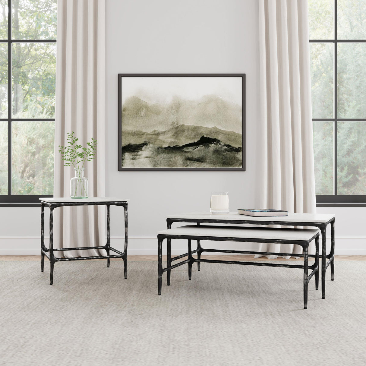 Ebby White Square Genuine Marble Top Metal End Table from Coaster - Luna Furniture