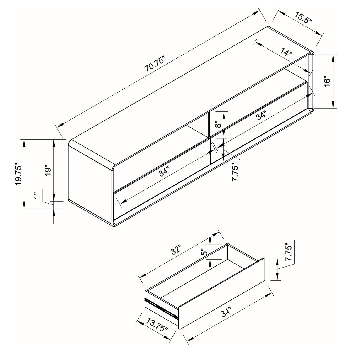 Ellice White TV Stand Media Console from Coaster - Luna Furniture