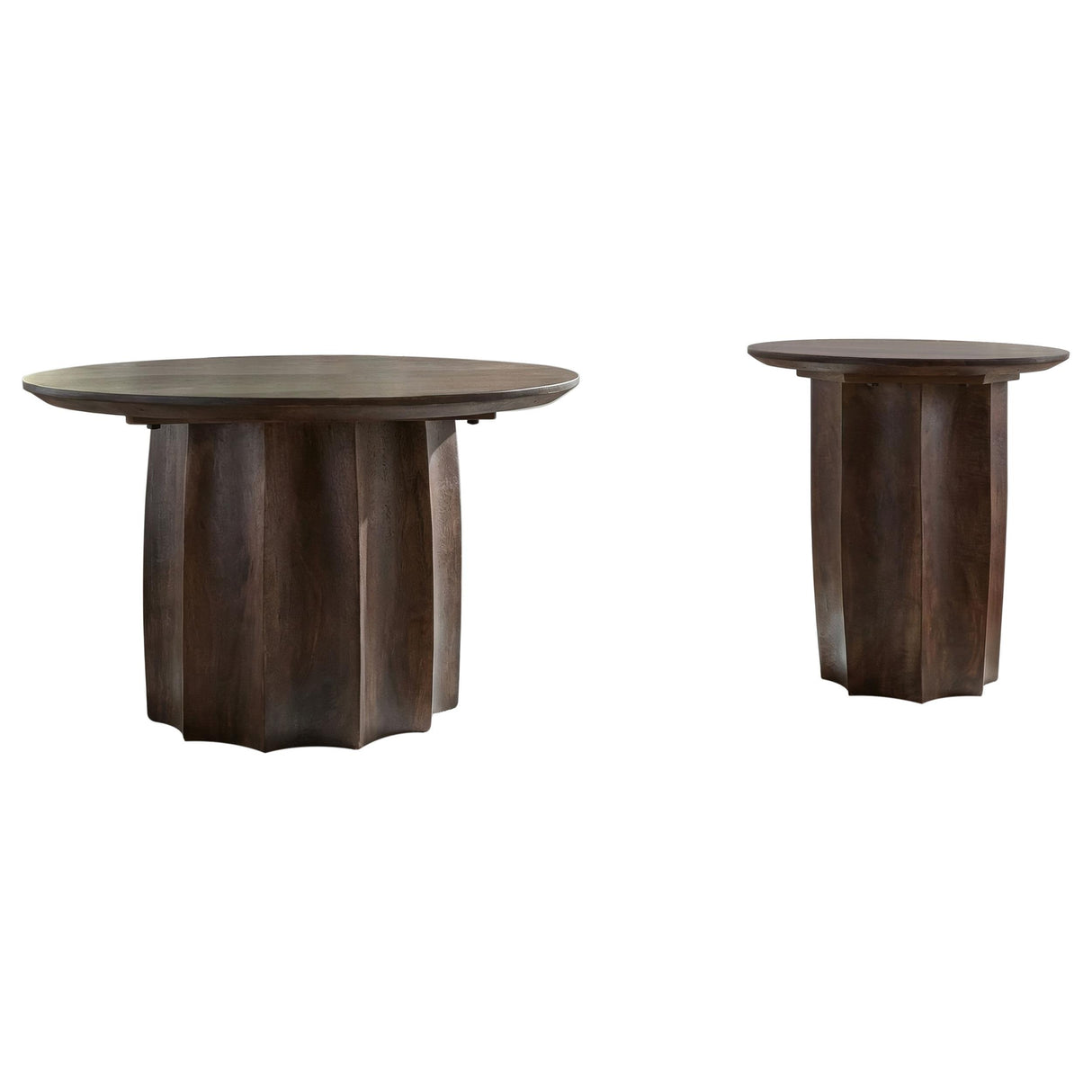 Cayenne Walnut 2-Piece Solid Mango Wood Coffee Table Set from Coaster - Luna Furniture