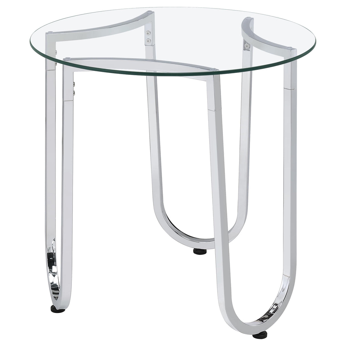 Beller Chrome Round Tempered Glass Top End Side Table from Coaster - Luna Furniture