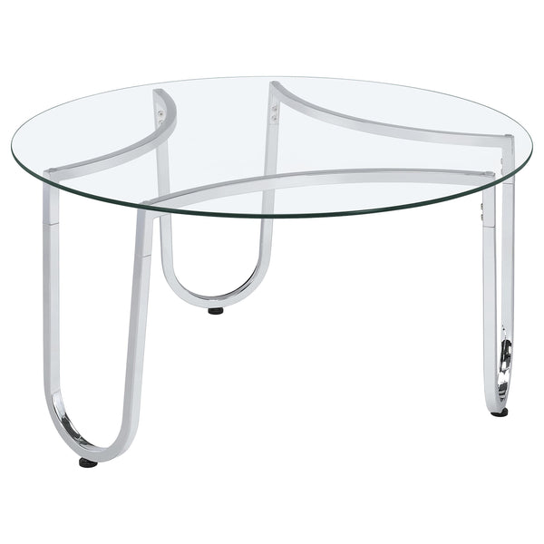Beller Chrome Round Tempered Glass Top Cocktail Coffee Table