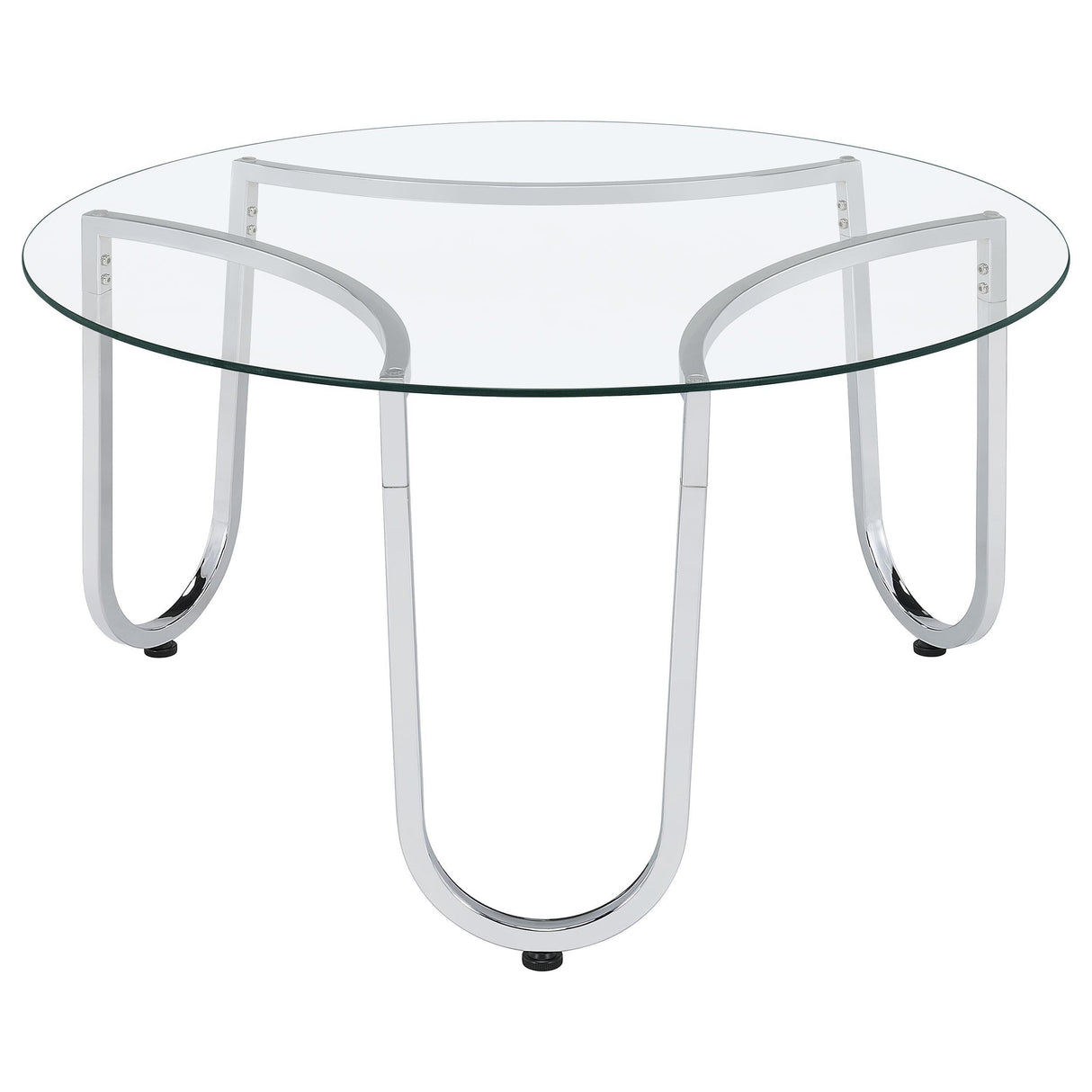 Beller Chrome Round Tempered Glass Top Cocktail Coffee Table from Coaster - Luna Furniture