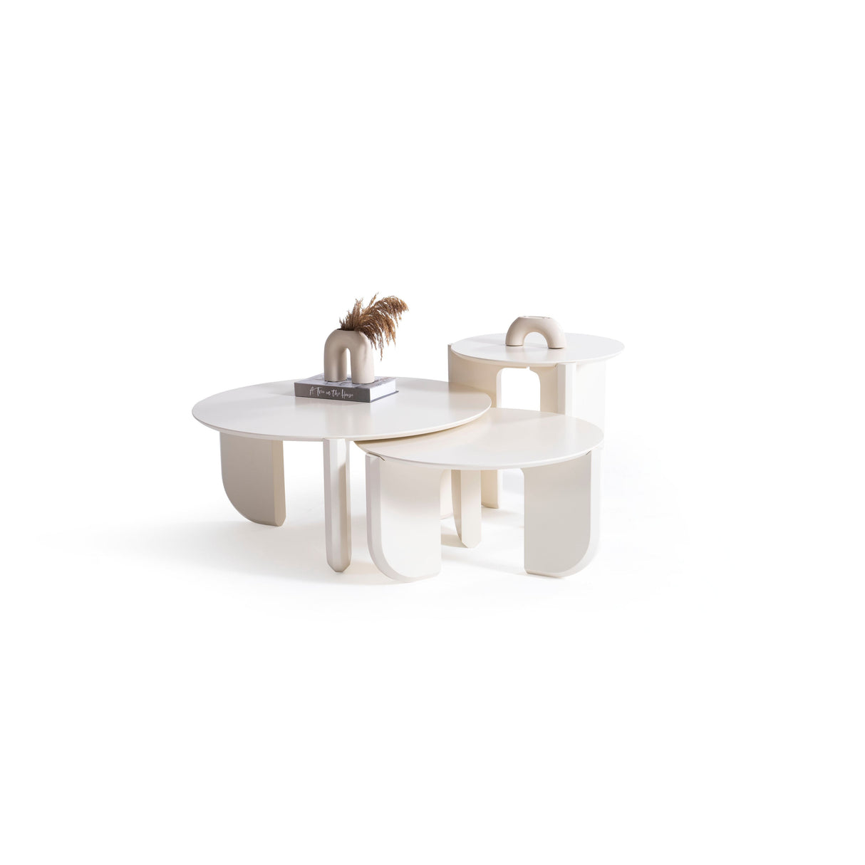 Elara Cream 3-Piece Coffee Table Set from Nova Furniture - Luna Furniture