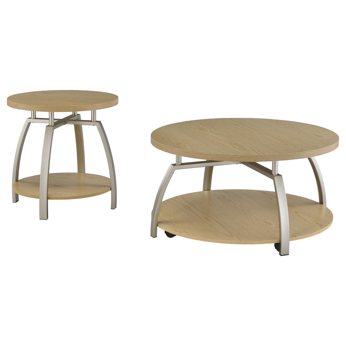 Dacre Greige 2-piece Round Coffee and End Table Set from Coaster - Luna Furniture