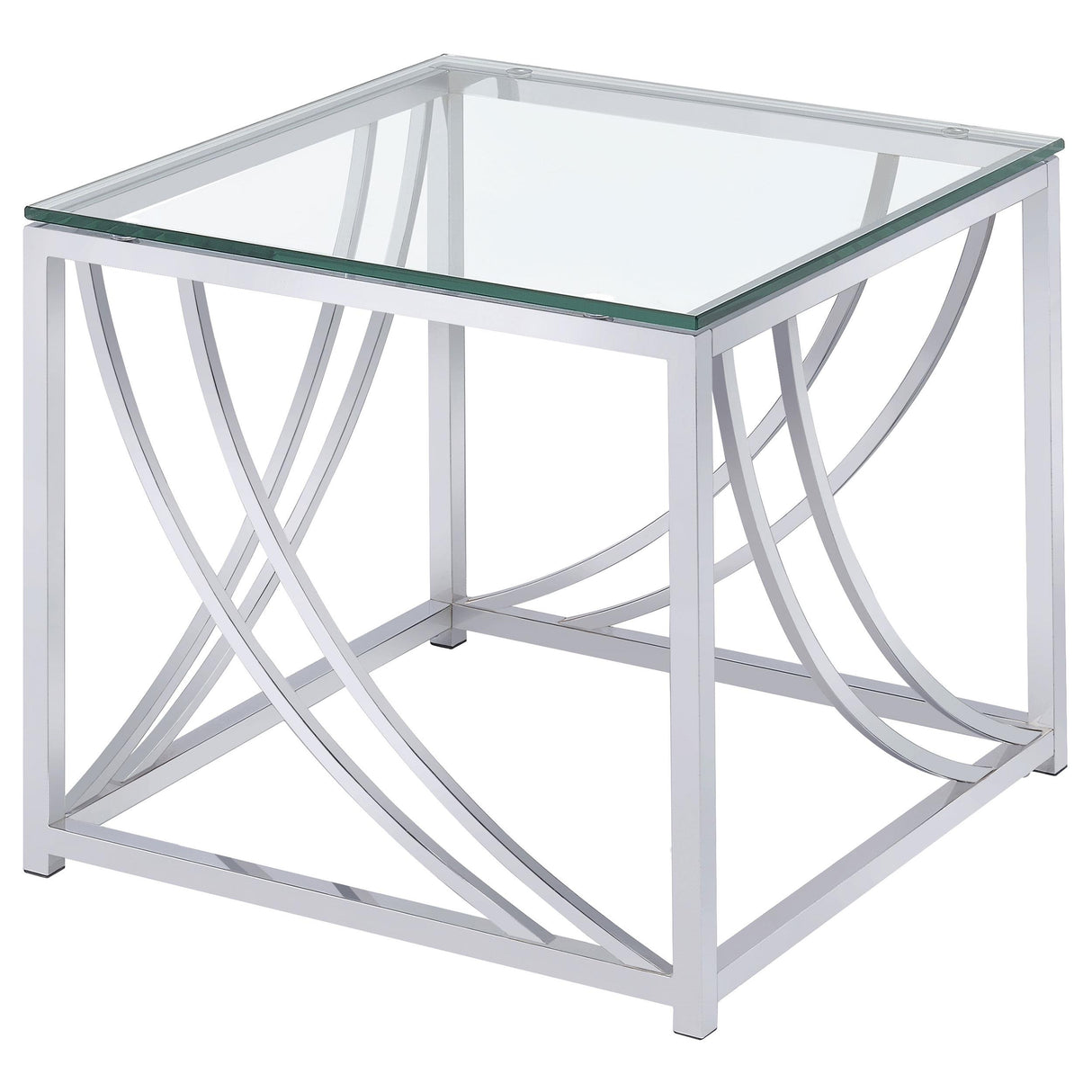 Lille Chrome 3-Piece Glass Top Coffee, End and Sofa Table Set from Coaster - Luna Furniture