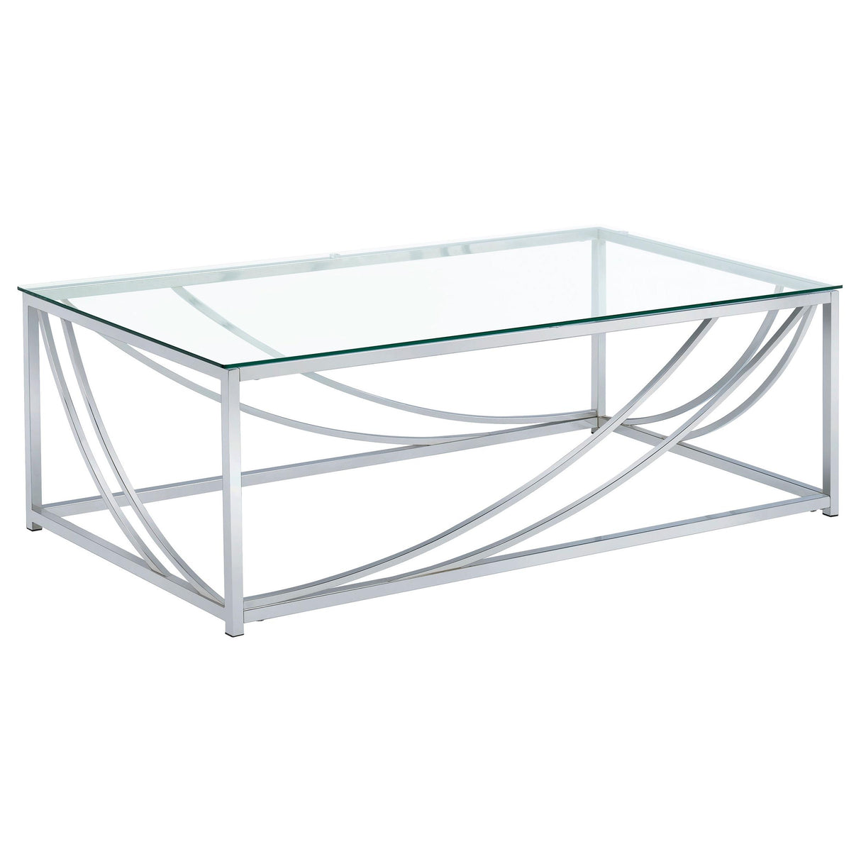 Lille Chrome 3-Piece Glass Top Coffee, End and Sofa Table Set from Coaster - Luna Furniture