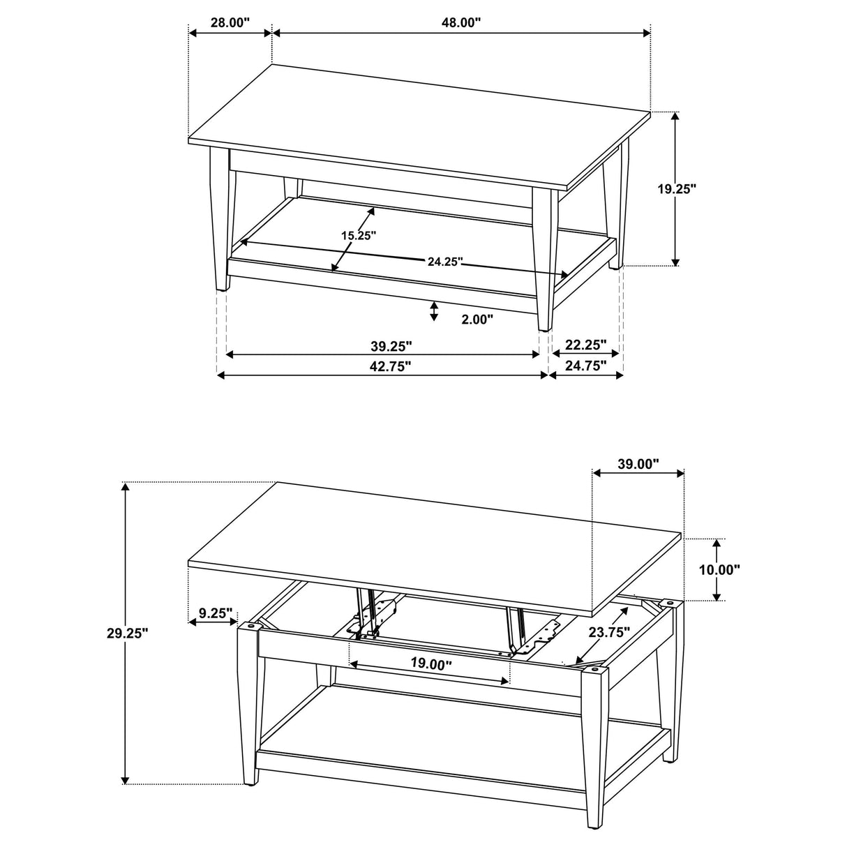 Lindenton Black 2-Piece Wood Lift-Top Coffee and End Table Set from Coaster - Luna Furniture