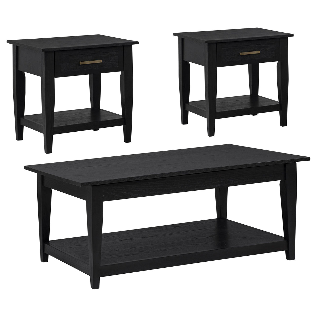 Lindenton Black 3-Piece Wood Lift-Top Coffee and End Table Set from Coaster - Luna Furniture