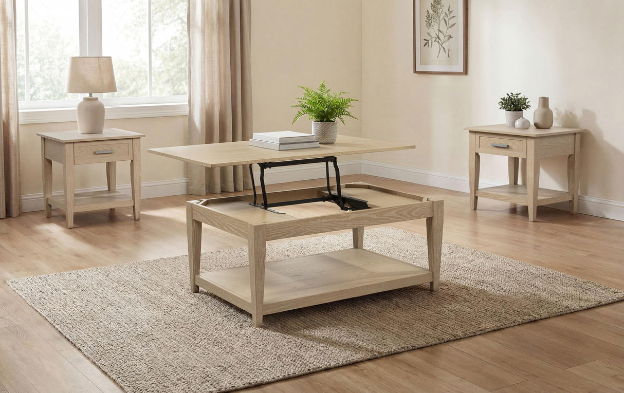 Lindenton Blonde 3-Piece Wood Lift-Top Coffee and End Table Set from Coaster - Luna Furniture