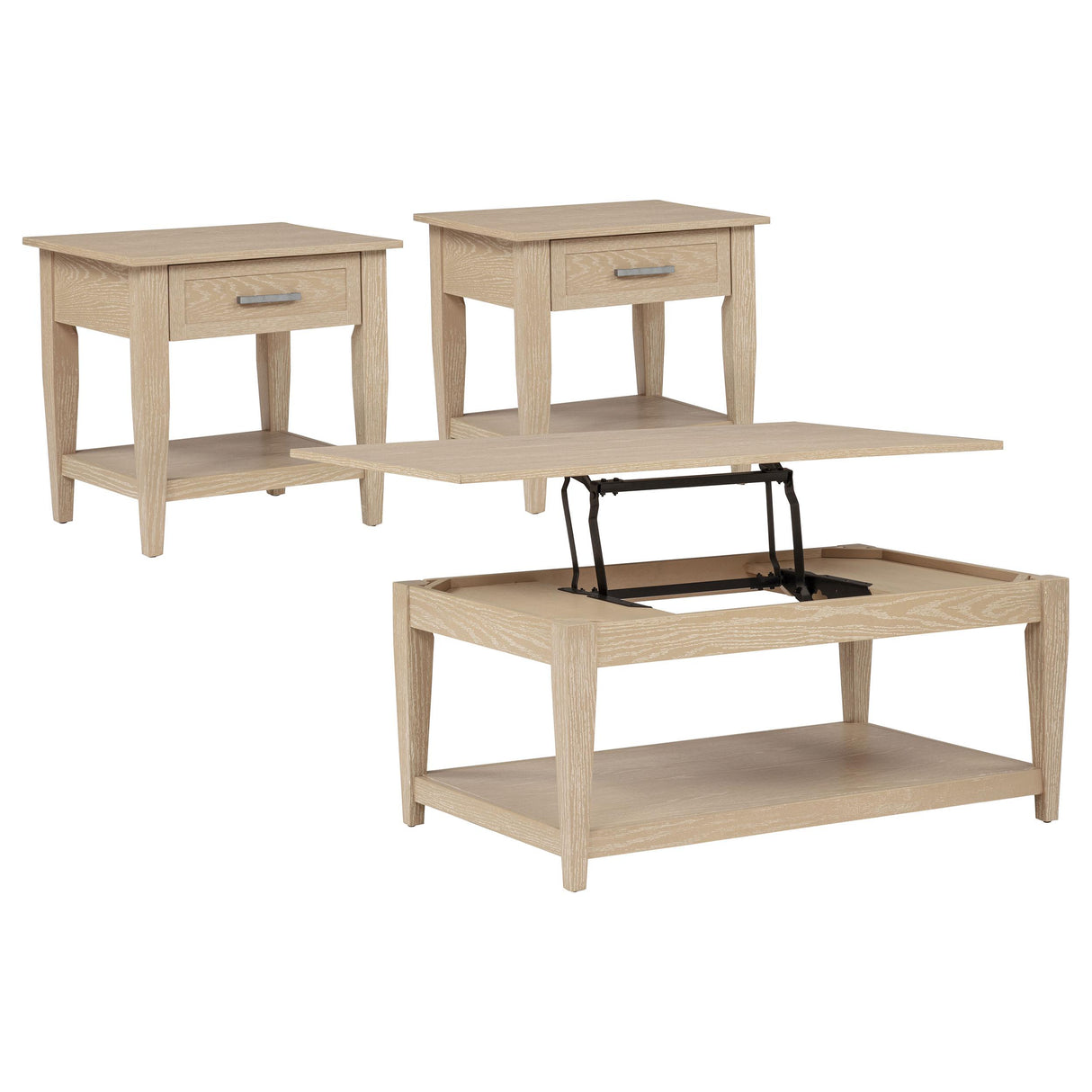 Lindenton Blonde 3-Piece Wood Lift-Top Coffee and End Table Set from Coaster - Luna Furniture