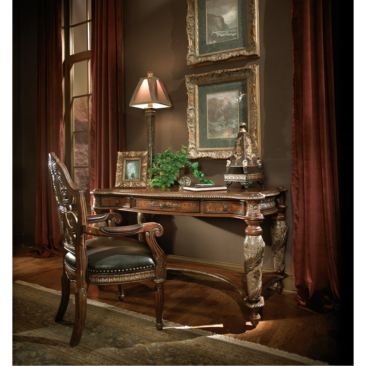 Villa Valencia Classic Chestnut Writing Desk from Michael Amini - Luna Furniture