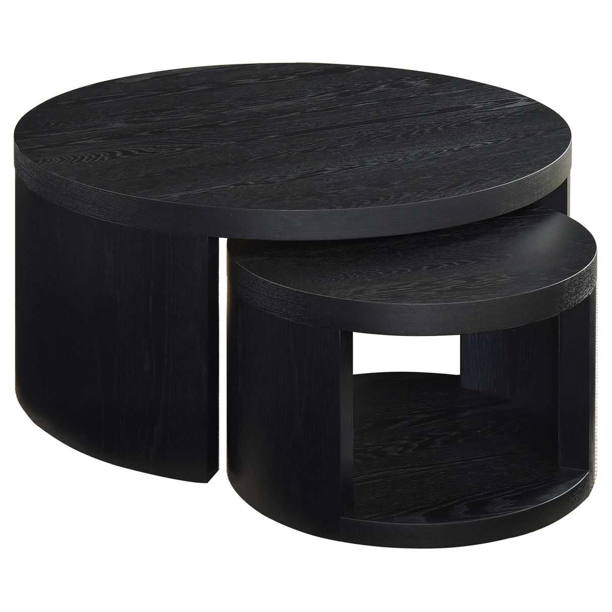 Sweeney Black 2-Piece Round Wood Occasional Nesting Table Set from Coaster - Luna Furniture