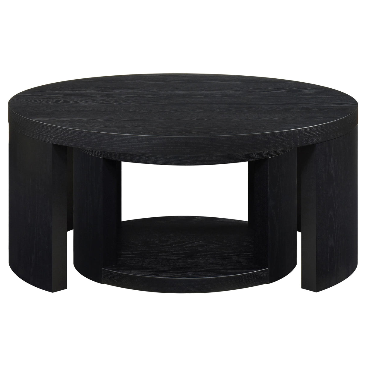 Sweeney Black 2-Piece Round Wood Occasional Nesting Table Set from Coaster - Luna Furniture