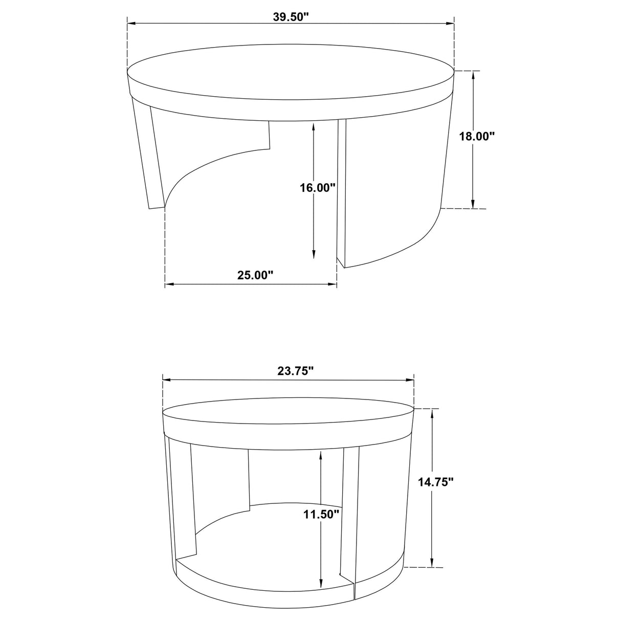 Sweeney Black 2-Piece Round Wood Occasional Nesting Table Set from Coaster - Luna Furniture