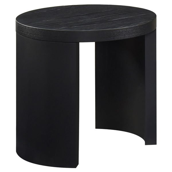 Sweeney Black 24-inch Round Wood Occasional Side End Table
