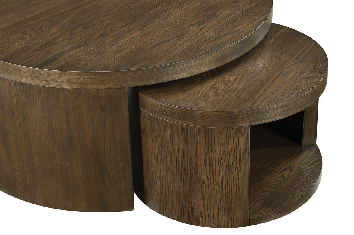 Sweeney Dark Walnut 2-Piece Round Wood Occasional Nesting Table Set from Coaster - Luna Furniture