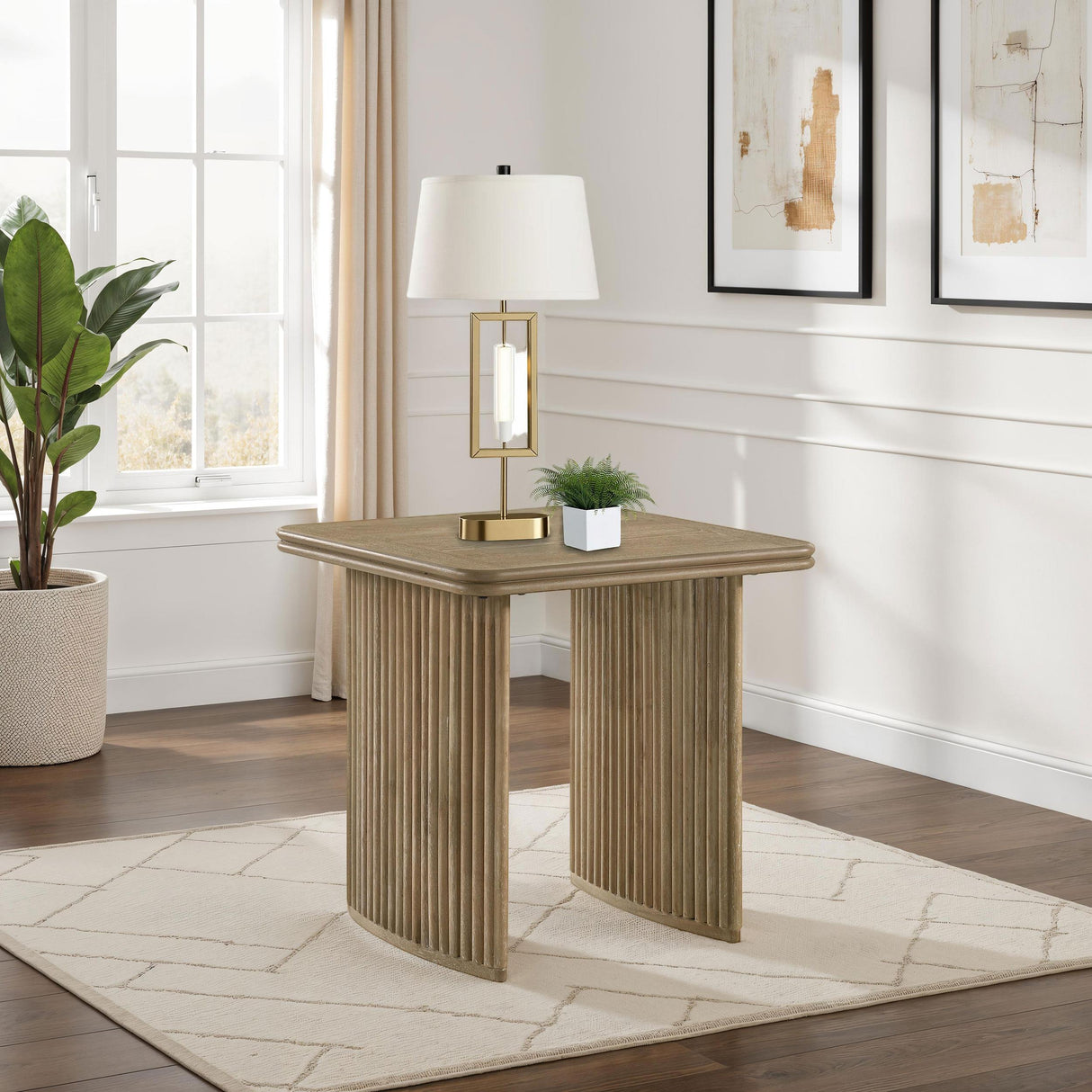 Adina Distressed Light Brown Square Wood Side End Table from Coaster - Luna Furniture