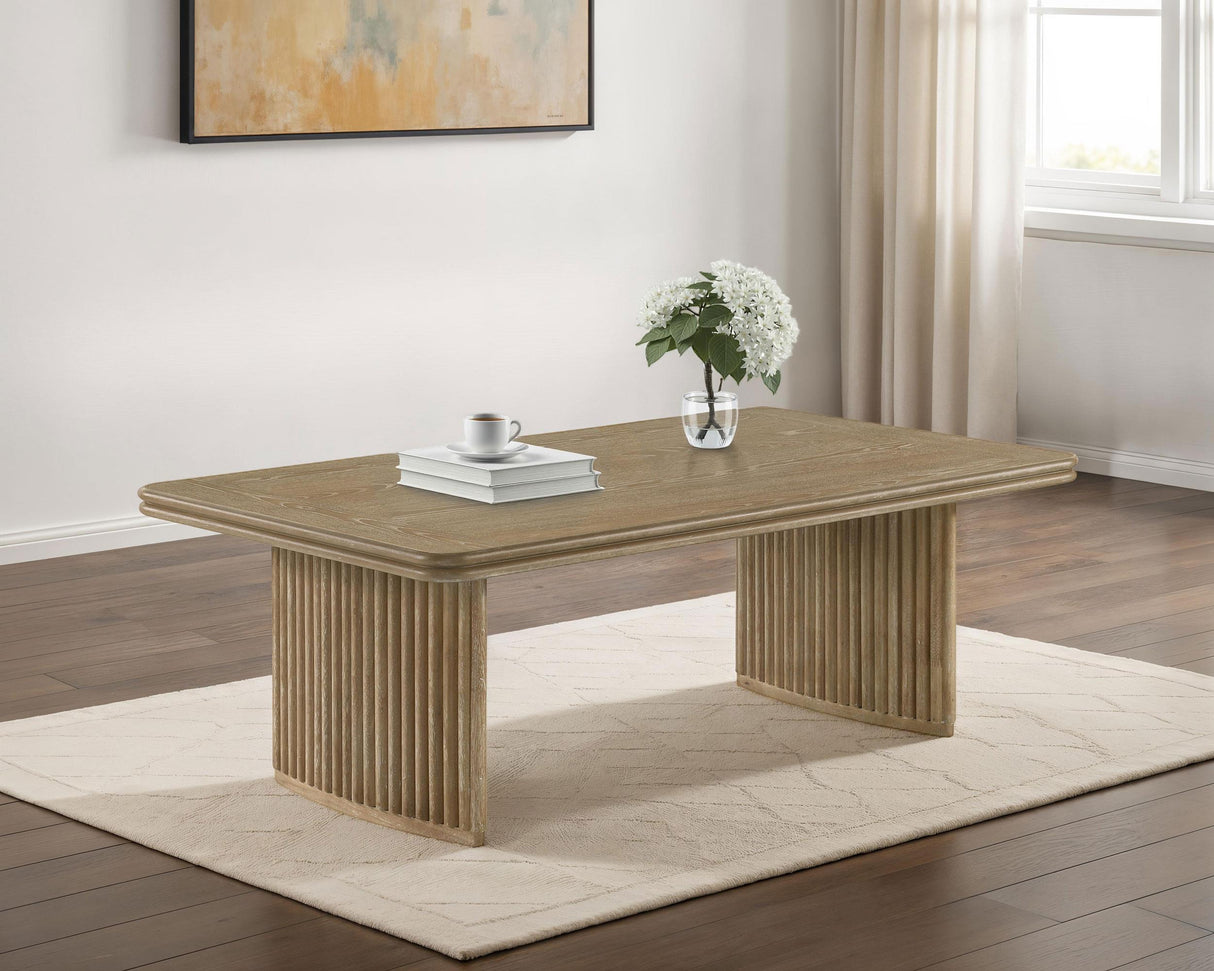 Adina Distressed Light Brown Rectangular Wood Coffee Table from Coaster - Luna Furniture