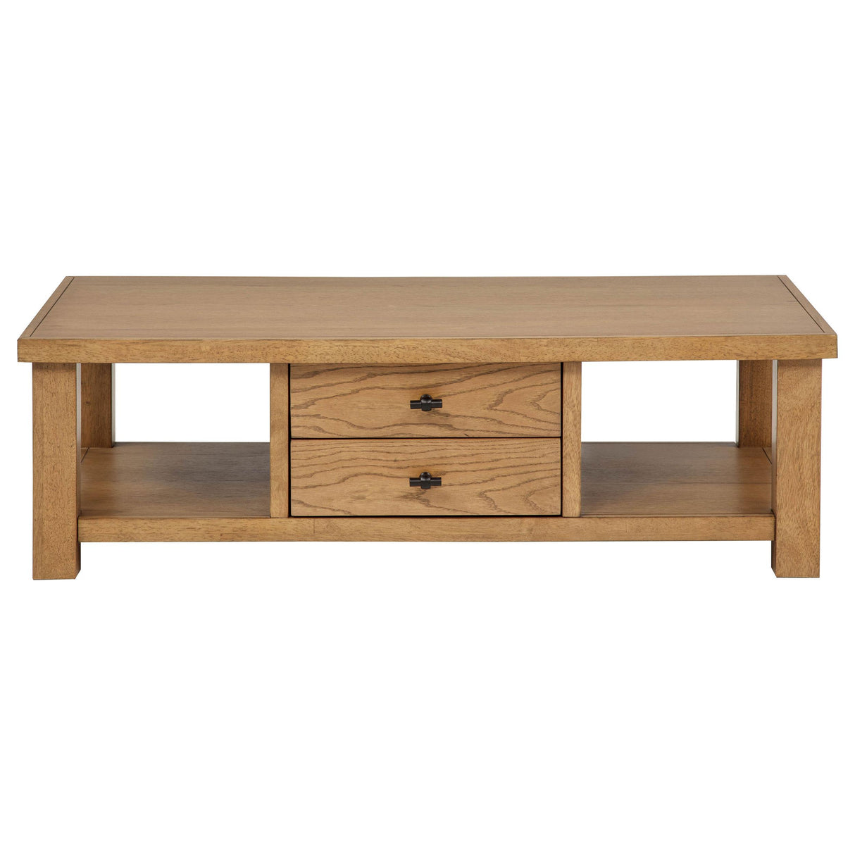 Beasley Golden Oak 2-Drawer Wood Coffee Table from Coaster - Luna Furniture
