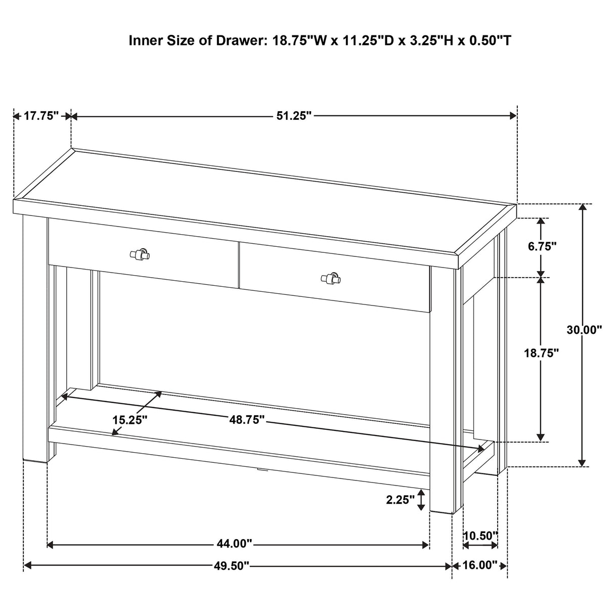 Beasley Golden Oak 2-Drawer Wood Console Table from Coaster - Luna Furniture