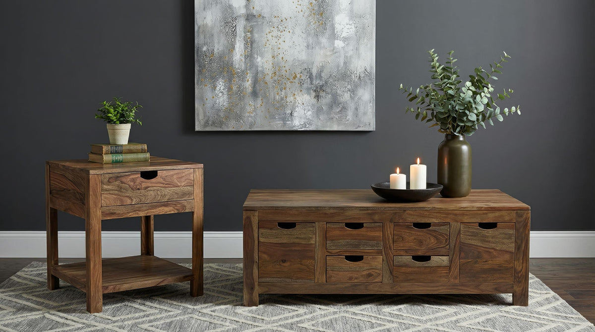 Esther Natural 3-Piece Solid Sheesham Coffee and End Table Set from Coaster - Luna Furniture