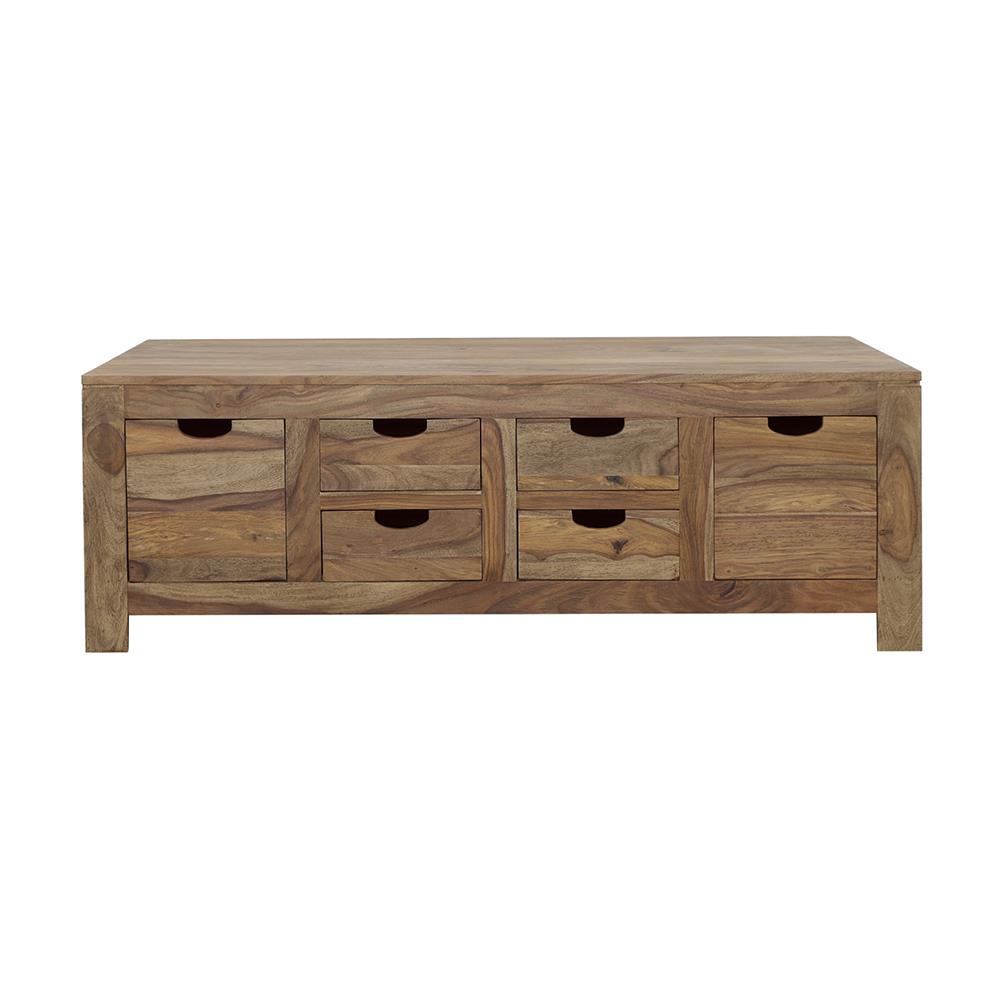 Esther Natural Sheesham 6-Drawer Storage Coffee Table from Coaster - Luna Furniture