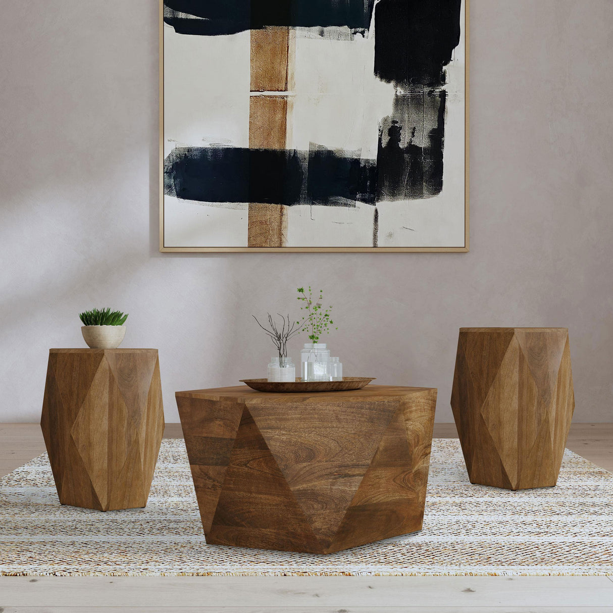 Zalika Natural 3-Piece Solid Wood Coffee and End Table Set from Coaster - Luna Furniture