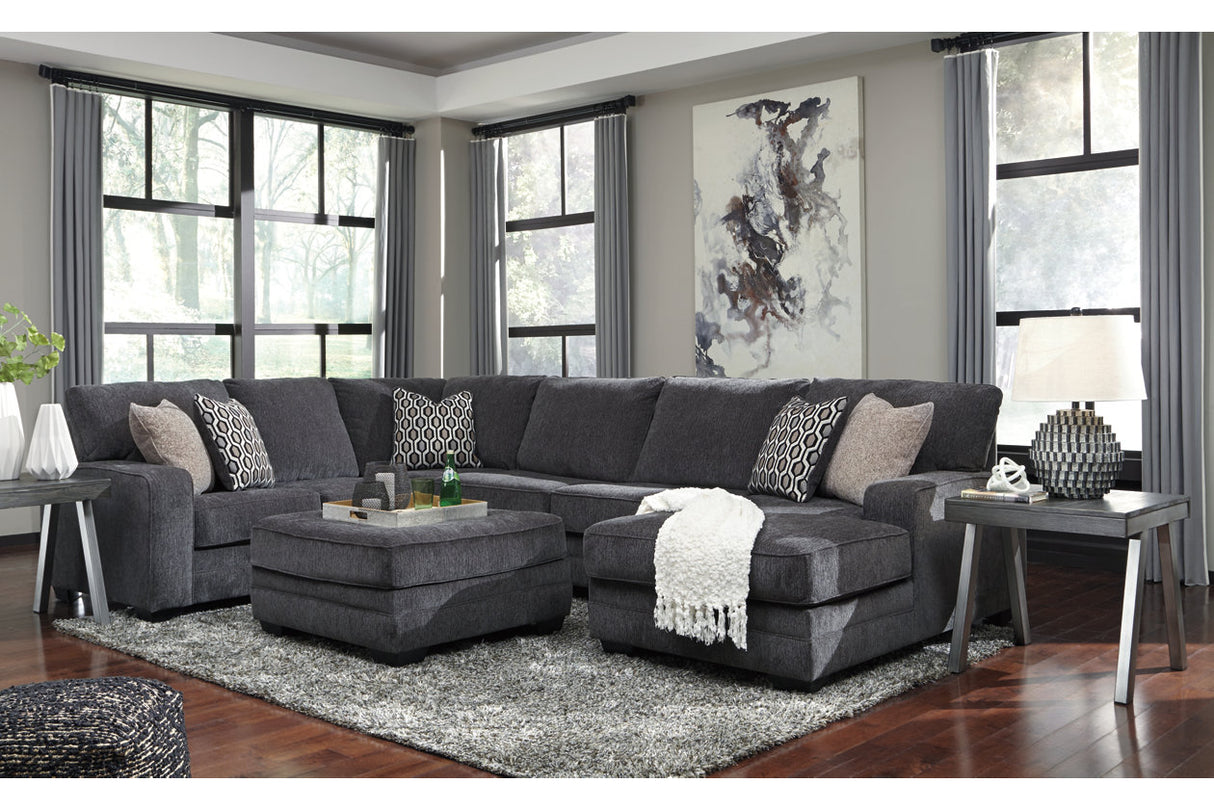 Tracling Slate 3-Piece Sectional with Ottoman from Ashley - Luna Furniture