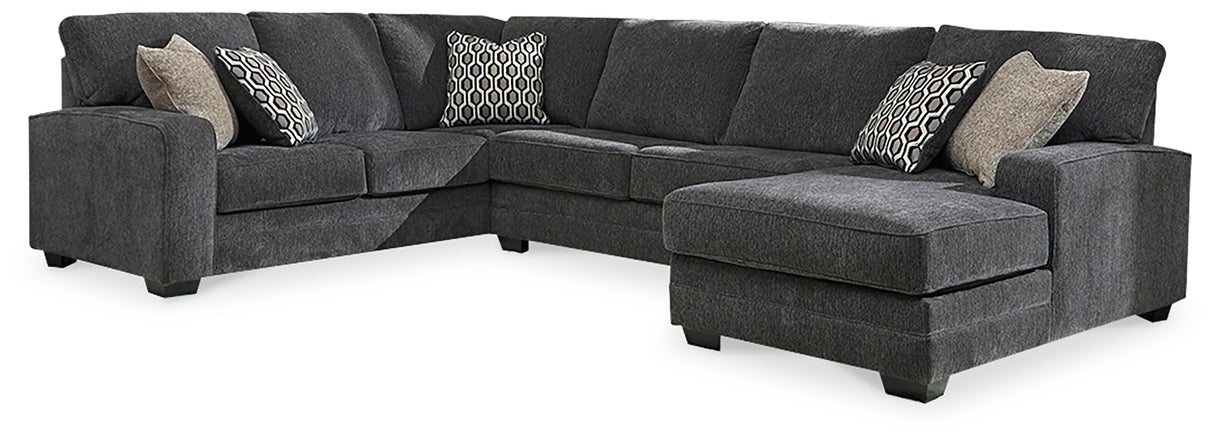 Tracling Slate 3-Piece Sectional with Ottoman from Ashley - Luna Furniture