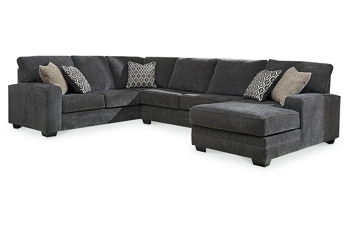 Tracling Slate 3-Piece Sectional with Ottoman from Ashley - Luna Furniture