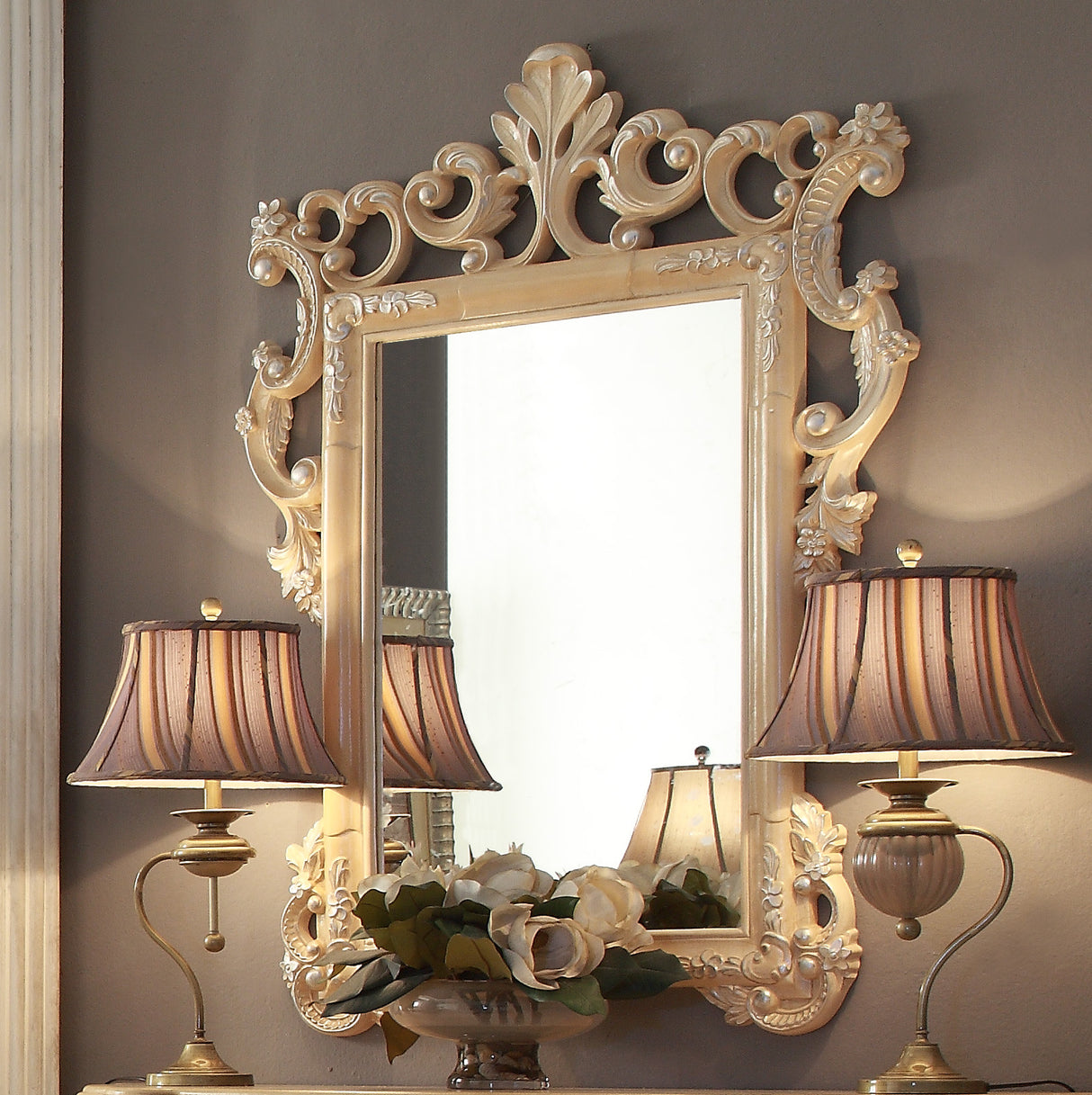 HD-7266 Bisque/Silver Highlighting Mirror from Homey Design - Luna Furniture