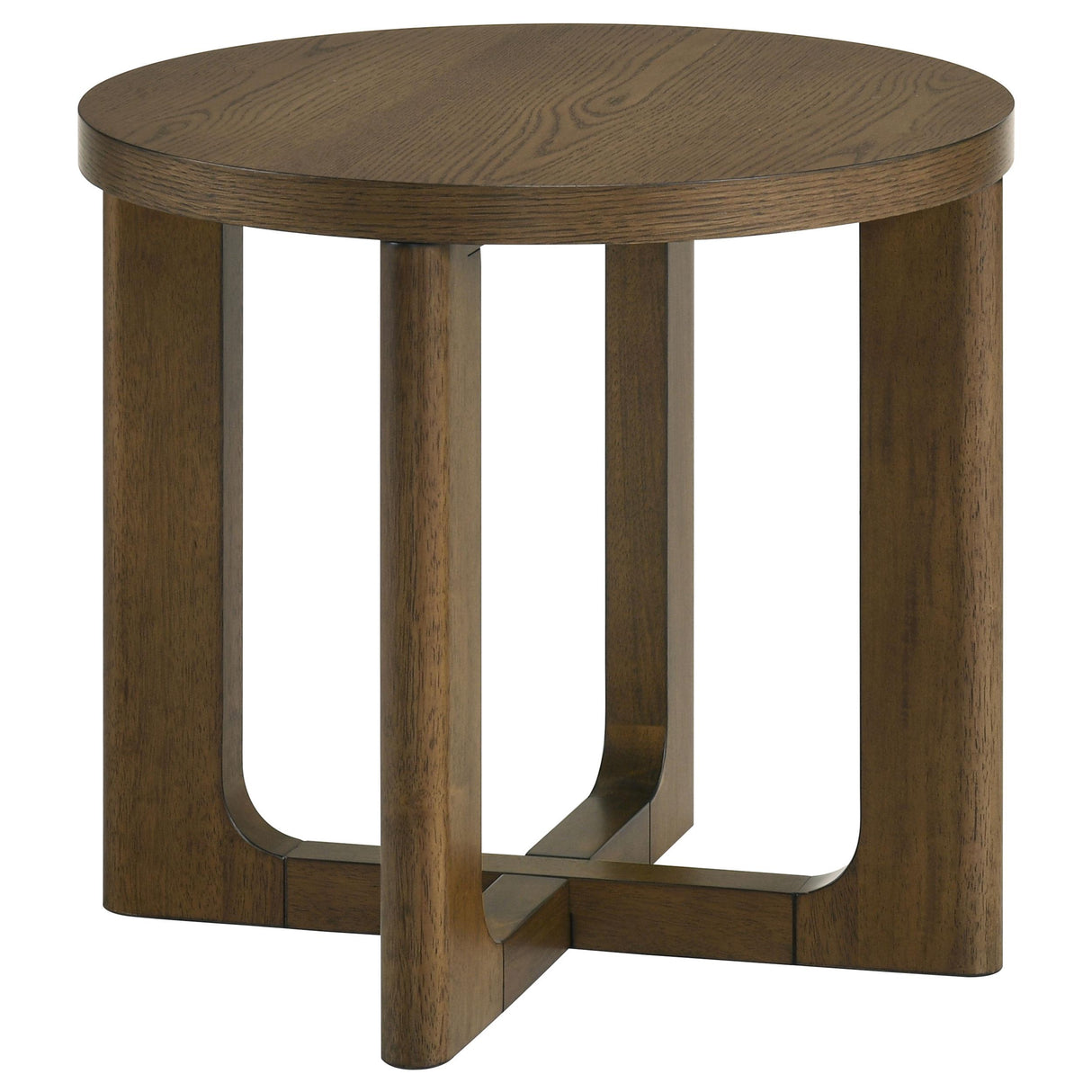 Kessler Brown Round Sculptural Wood End Table from Coaster - Luna Furniture