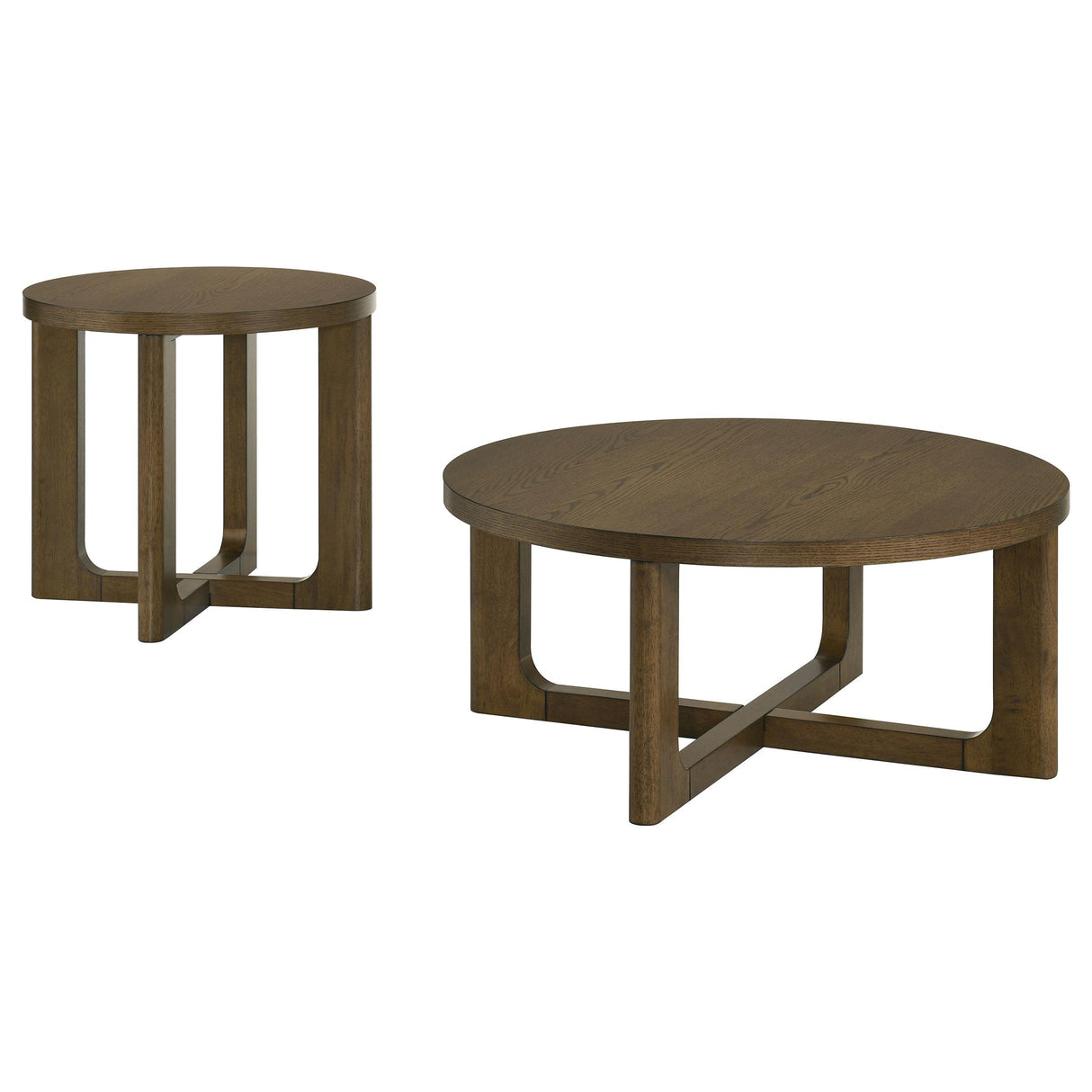 Kessler Brown 2-piece Round Sculptural Wood Coffee Table Set from Coaster - Luna Furniture